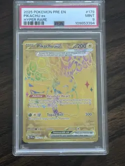 Pokemon TCG Pikachu EX Hyper Rare Card 179/131 Prismatic Evolutions, PSA 9 - Image 1