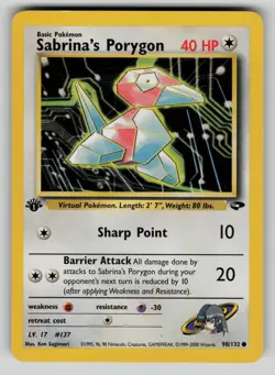 Sabrina's Porygon 98/132 Gym Challenge 1st Edition Pokemon LP - Image 1