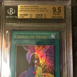 BGS 9.5 Change Of Heart MRD-060 1st Edition 2002 Yu-Gi-OH! Ultra RARE - Image 3
