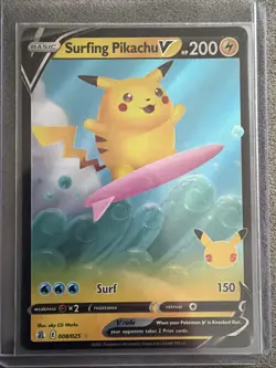 Pokemon Pikachu TCG Surfing v Celebrations Holo Ultra Rare Card 008/025 - Image 1