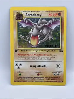 Pokemon Aerodactyl Fossil 1/62 1st Edition Holo Pre-Release RARE Pokemon Card - Image 1