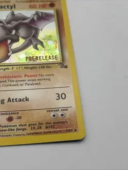 Pokemon Aerodactyl Fossil 1/62 1st Edition Holo Pre-Release RARE Pokemon Card - Image 5