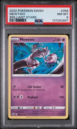 MEWTWO PSA 8 POKEMON SWORD & SHIELD SWSH BRILLIANT STARS #056 2022 RARE - Image 1