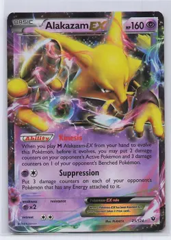 Alakazam EX 25/124 Holo EX Rare Fates Collide Pokemon Heavily Played - Image 1