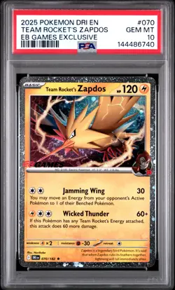 PSA 10 Team Rocket's Zapdos 070/182 EB Games Exclusive Promo DR Pokemon - Image 1