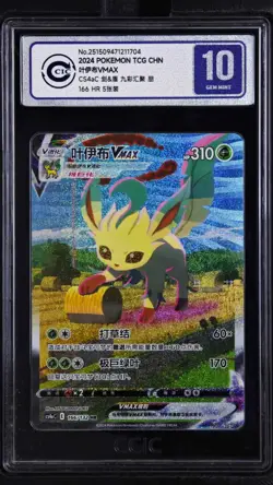 CCIC 10 Gem Mint Pokemon Leafeon Vmax Alt Art Chinese Eevee Heroes #166/132 HR - Image 1