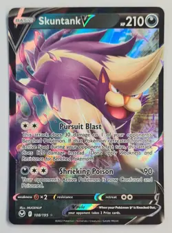 Pokemon TCG Skuntank V Silver Tempest 108/195 Holo Ultra Rare FREE COMBINE - Image 1