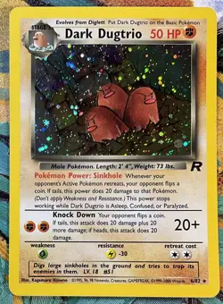 RARE POKEMON TEAM ROCKET DARK DUGTRIO CARD #6 HOLO FOIL HOLOGRAM CSTORE MORE - Image 3