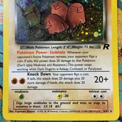 RARE POKEMON TEAM ROCKET DARK DUGTRIO CARD #6 HOLO FOIL HOLOGRAM CSTORE MORE - Image 5