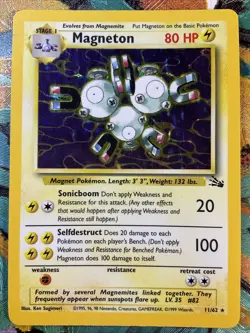 POKEMON FOSSIL EDITION MAGNETON CARD #11 HOLO FOIL HOLOGRAM C STORE MORE RARE #2 - Image 3
