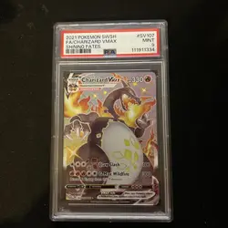 Pokemon 2021 Charizard VMAX SV107/SV122 Full Art Shiny Vault Shining Fates PSA 9 - Image 1