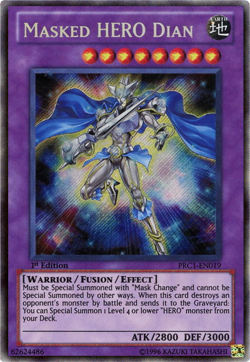 YUGIOH MASKED HERO DIAN SECRET RARE PRC1-EN019 NEAR MINT - Image 1