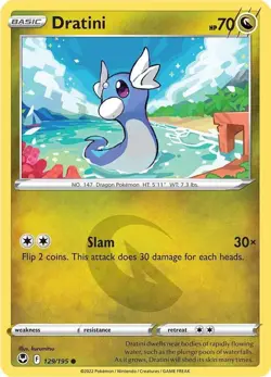 Dratini SWSH12: Silver Tempest 129/195 NM English Pokemon Card - Image 1