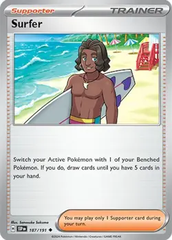 Surfer - SV08: Surging Sparks 187/191 NM English Pokemon Card - Image 1