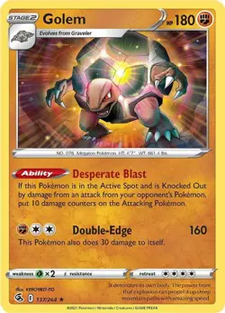 Golem SWSH08: Fusion Strike 137/264 NM English Pokemon Card - Image 1