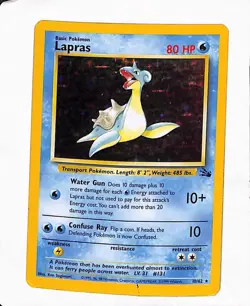 Pokemon TCG Lapras Fossil Holo Unlimited Rare Card 10/62 - Image 1