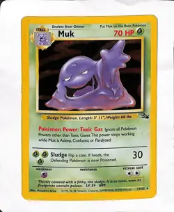 1999 Pokemon TCG Muk Fossil Holo Card 13/62 Unlimited Rare - Image 1
