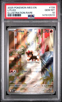 PSA 10 Litleo 139/132 Pokemon Mega Evolution Illustration Rare 2025 GEM MINT - Image 1