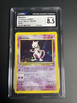 Mewtwo 010/130 Base Set 2 Holo Rare Pokemon TCG - CGC 8.5 NM-Mint+ - Image 1