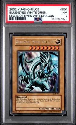 2002 YU-GI-OH! LOB-LEGEND OF BLUE EYES WHITE DRAGON BLUE-EYES WHITE DRAGON PSA 7 - Image 1