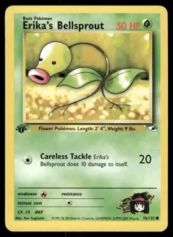 Pokemon Cards Erika's Bellsprout 76/132 1ST EDITION Gym Heroes WOTC Common NM *1 - Image 1