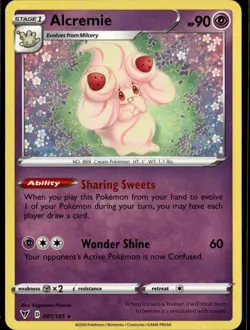 Alcremie Rare SWSH04: Vivid Voltage 081/185 Psychic Pokemon Card - Image 1
