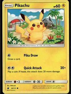 Pikachu Common SM - Crimson Invasion 30/111 Lightning Normal Pokemon Card - Image 1