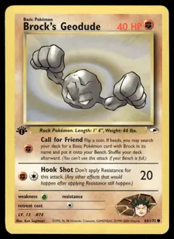 Pokemon Cards Brock's Geodude 66/132 1ST EDITION Gym Heroes Common NM *1 - Image 1