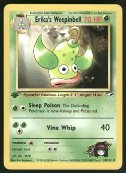 Pokemon Cards Erika's Weepinbell 49/132 1ST EDITION Gym Heroes WOTC Uncommon NM - Image 1