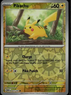 Pikachu - Common SV: Scarlet & Violet 151 025/165 Lightning Reverse Holo Pokemon - Image 1