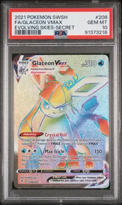 2021 POKEMON SWORD & SHIELD EVOLVING SKIES SECRET FULL ART/GLACEON VMAX PSA 10 - Image 1