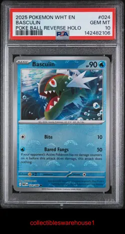 Pokemon White Flare Basculin Poke Ball Reverse Holo 024 PSA 10 - Image 1