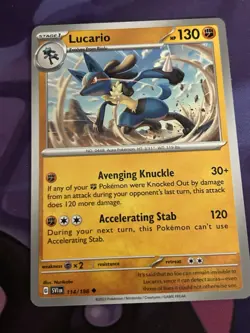 Pokemon Lucario 114/198 Scarlet & Violet Uncommon Card NM - Image 1