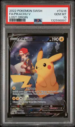 2022 POKEMON SWORD & SHIELD LOST ORIGIN #TG16 FULL ART/PIKACHU V PSA 10 - Image 2