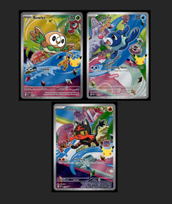 ROWLET LITTEN POPPLIO - 043 044 045 - FIRST PARTNERS ILLUSTRATION PROMO NM - Image 1