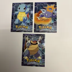Topps Pokemon E7, E8, E9 - Squirtle, Wartortle, Blastoise Blue/Black Logo LP - Image 1