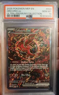 2025 Pokemon EN-Me Black Star Promo Oricorio Ex PSA 10 Mega Charizard UPC Promo! - Image 1