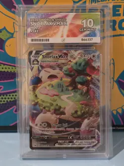Pokemon TCG Snorlax VMAX #142 Holo Ultra Rare Card 142/202 Ace 10 GEM MINT - Image 1
