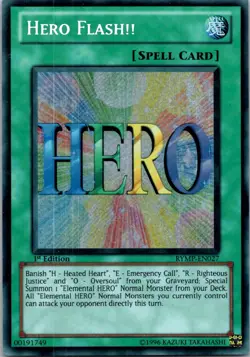 Yugioh Hero Flash!! RYMP-EN027 1st Edition Secret Rare NM - Image 1
