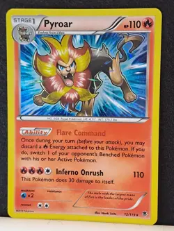 Pokemon TCG Pyroar Phantom Forces 12/119 Holo Cosmos HD SWIRL Holo Rare NM - Image 1