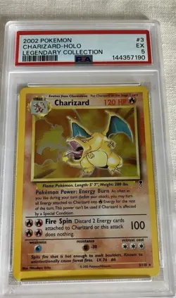 2002 Pokemon Legendary Collection #3 Charizard Holo PSA 5 - Image 1