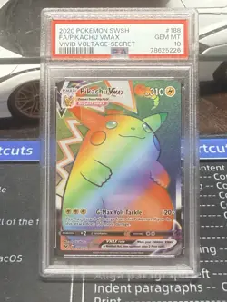 2020 Pokemon SWSH FA/ Pikachu VMAX Vivid Voltage Secret Rare #188 PSA 10 - Image 1