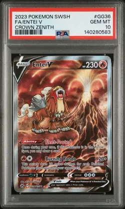 PSA 10 - ENTEI V - GG36/GG70 SWORD SHIELD CROWN ZENITH POKEMON - Image 1