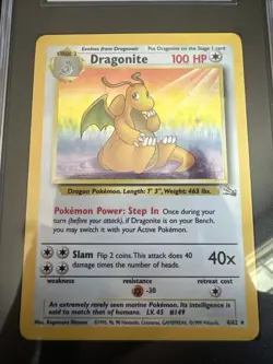 Pokemon TCG Dragonite 4/62 Fossil Holo Rare LP Unlimited Edition - Image 1