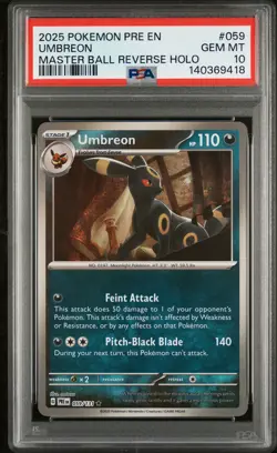 PSA 10 - UMBREON - 059/131 MASTER BALL REVERSE HOLO POKEMON - Image 1