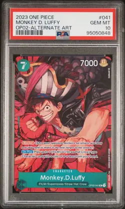 2023 ONE PIECE OP02-PARAMOUNT WAR ALTERNATE ART #041 MONKEY D. LUFFY PSA 10 - Image 1