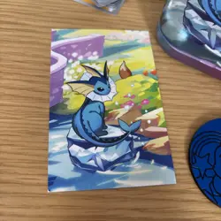 Vaporeon Mini Tin, Card Art & Eevee Coin / Pokemon Prismatic Evolutions/ Bulk - Image 2