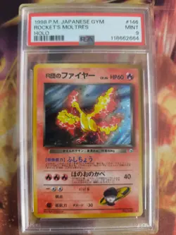 Pokemon Card Rocket's Moltres Lavados Vintage Japanese Gym heroes 1998 PSA 9 - Image 2