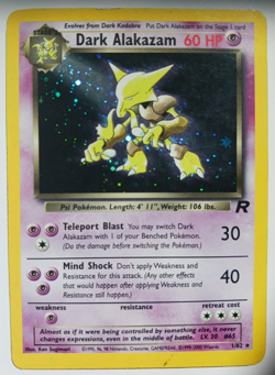 Dark Alakazam Pokemon Card Holo WOTC 1/82 Team Rocket Set Rare Vintage 2000 MP - Image 1