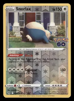 Snorlax 055/078 Holo Rare Pokemon GO Pokemon TCG Reverse Holo NM - Image 1